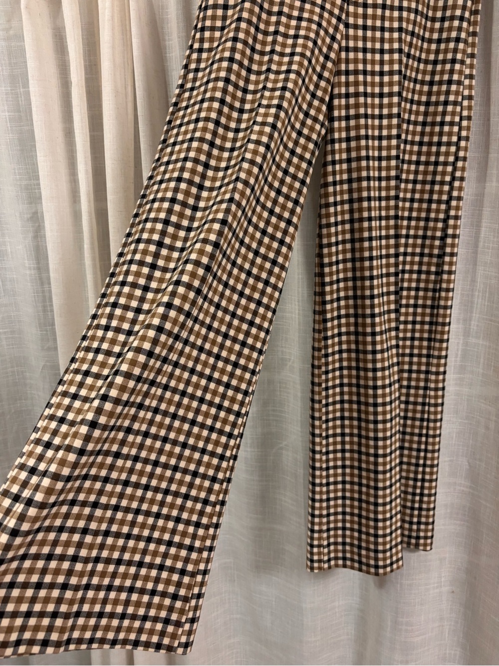 Zara wide leg plaid checkered Pants in Brown & Black - Picture 2 of 5